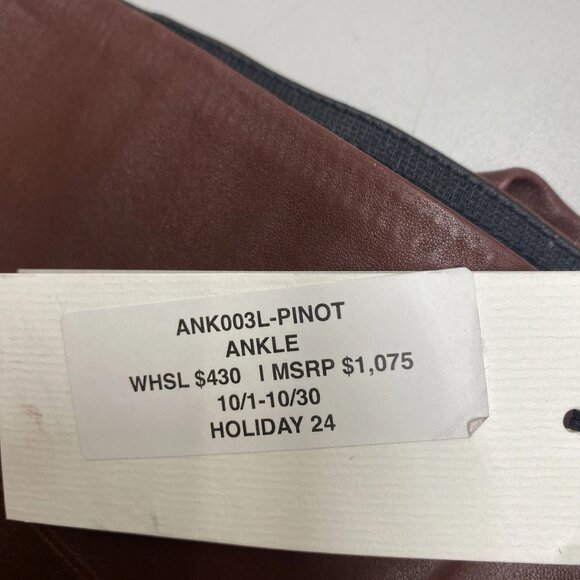 NEW SPRWMN Women's High-Waisted Leather Ankle Leggings Brown Size 29 x 28 - Picture 12 of 12